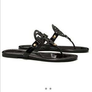 Tory Burch Miller Flip Flop Sandal Perfect Black Patent Leather